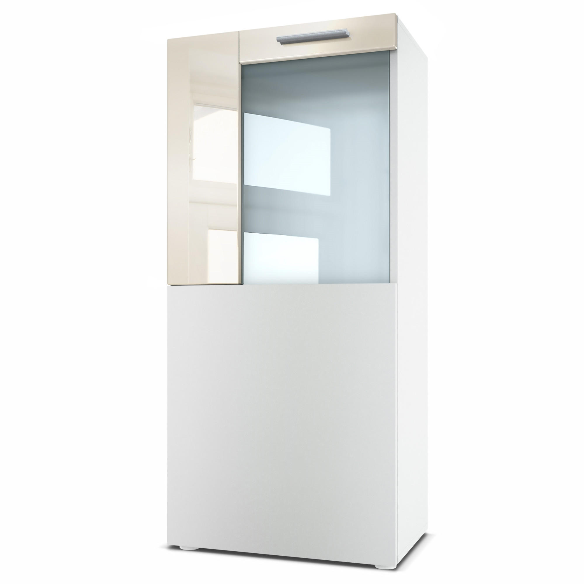 VITRINE Movie Absetzungen in Creme Hochglanz - Creme, Holzwerkstoff (50.5/111/32.5cm) - Vladon