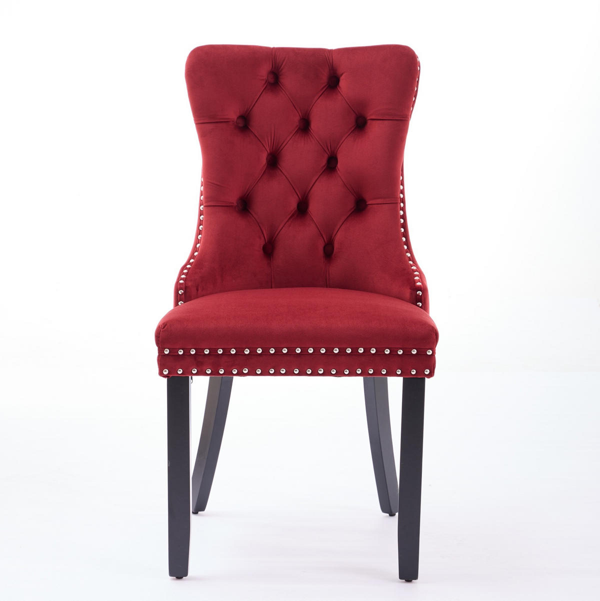 ESSZIMMERSTUHL mit hoher Rückenlehne 2er-Set Samt Wine Red - Rot, Metall (50/95/65cm) - Meubliv