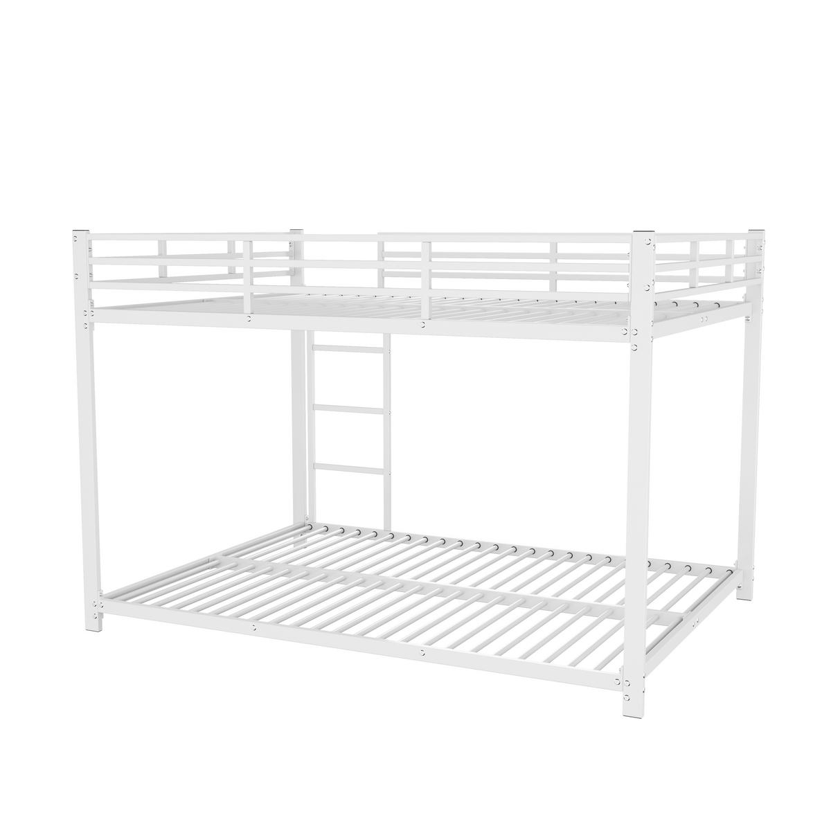 ETAGENBETT 140/200 cm Weiß Metall mit Sicherheitsleisten - Weiß, Metall (140/200cm) - OKWISH