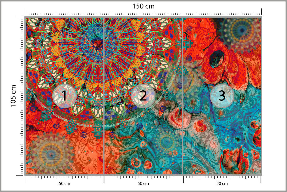 FOTOTAPETE für Wohnzimmer Farbenfrohe Mandalas Abstraktion Muster 150x105 - Multicolor, Papier (150/105cm) - Muralo