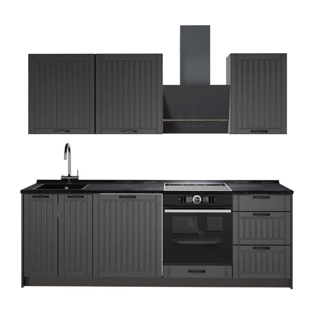 KÖK Fame-Line, Mörkgrå/antracit, 230 cm utan bänkskiva - Mörkgrå/Antracit, Träbaserade material (230/206.8/51.6cm) - Vicco