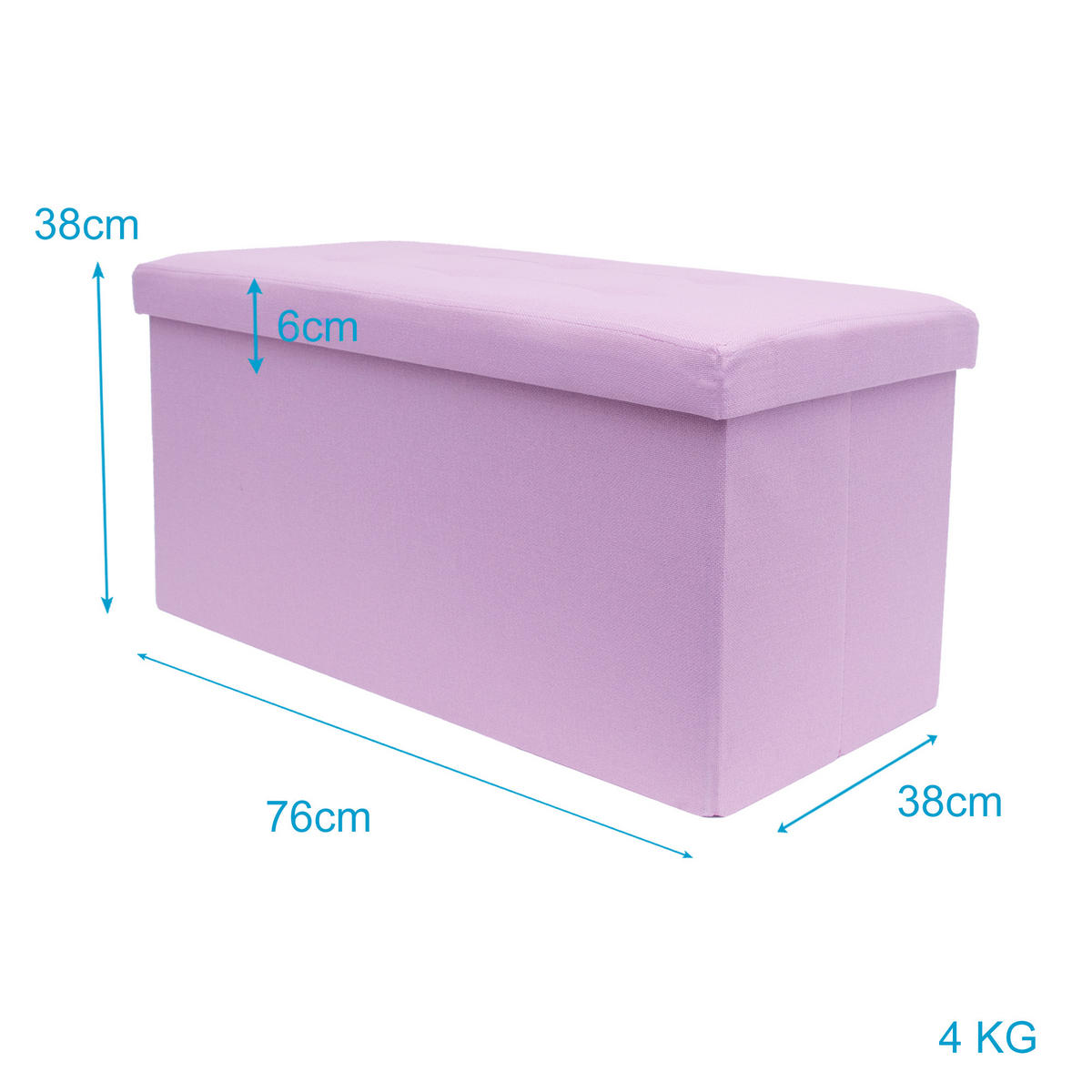 SITZTRUHE Faltbar 76/38/38 cm (Rosa) - Rosa, Textil (38/38/76cm) - Intirilife