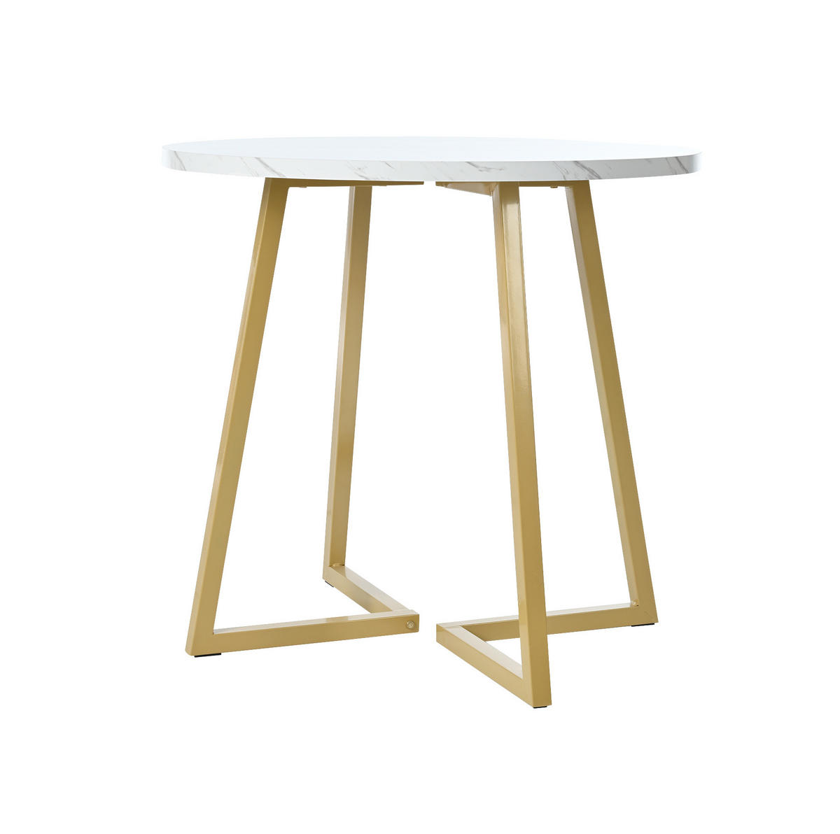 ESSTISCH, MDF mit Marmor-Muster & Metallgestell, Ø 80/75 cm, Weiß - Goldfarben, Holzwerkstoff (80/80/75cm) - Redom