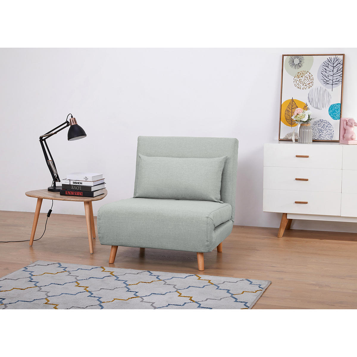SCHLAFSESSEL - Textil / Teilmassivholz - Buchefarben/Hellgrau, Holz/Buchenholz (77/81/90cm) - home24