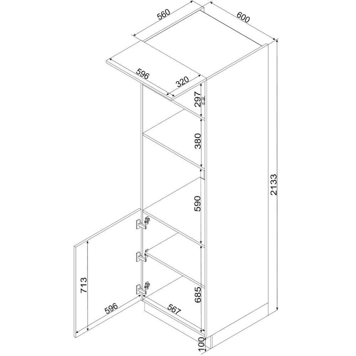 MIKROWELLENUMBAUSCHRANK D60PK MVP/L ( S1600/10 ) – BONO – Stilvolles Küchenelement – Gold / Eiche - Eichefarben, Holzwerkstoff (60/213.3/56cm) - ROYAL24_MARKT