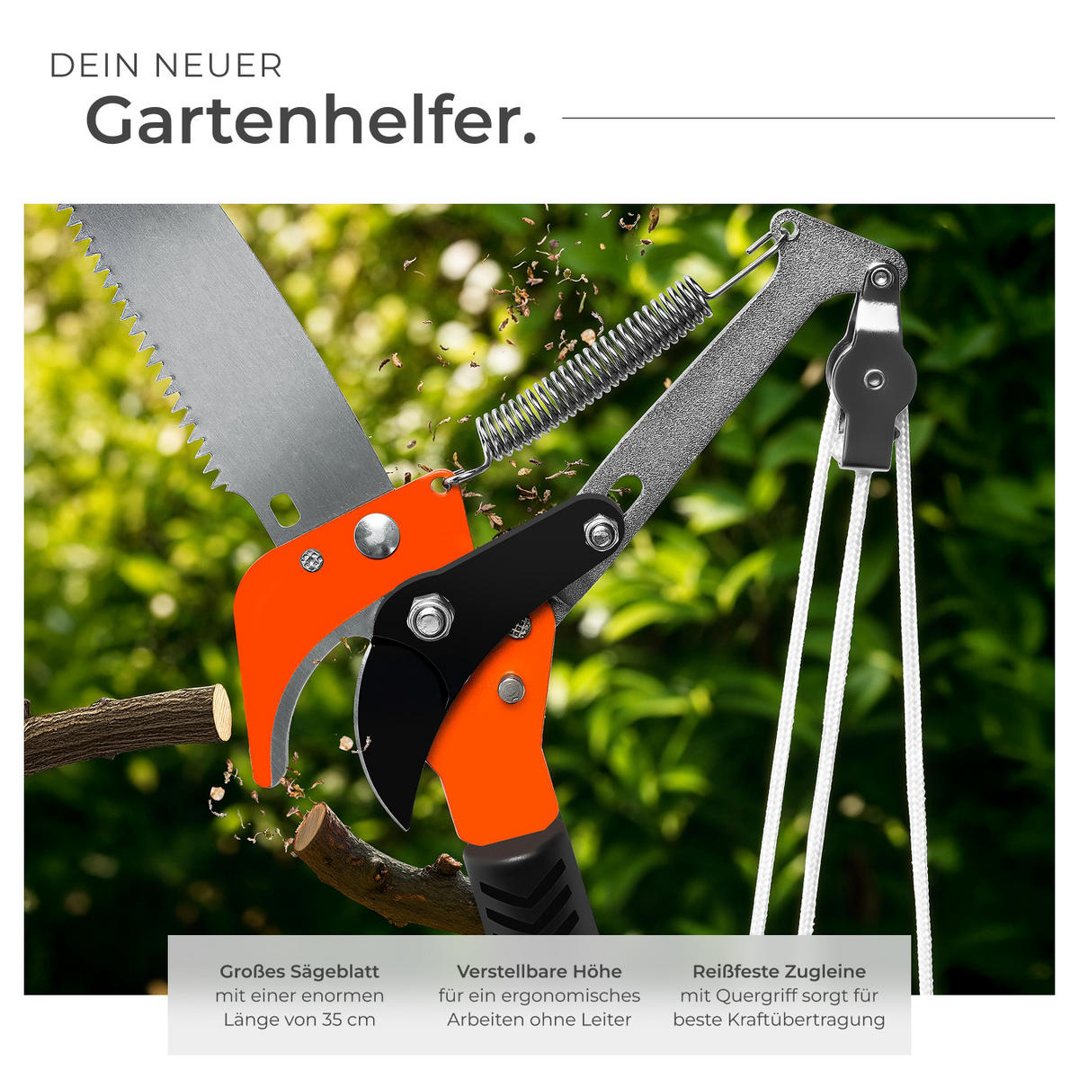 TELESKOP-ASTSCHERE ,rutschfester Griff,grün - Grün, Metall (35/3/260cm) - tectake