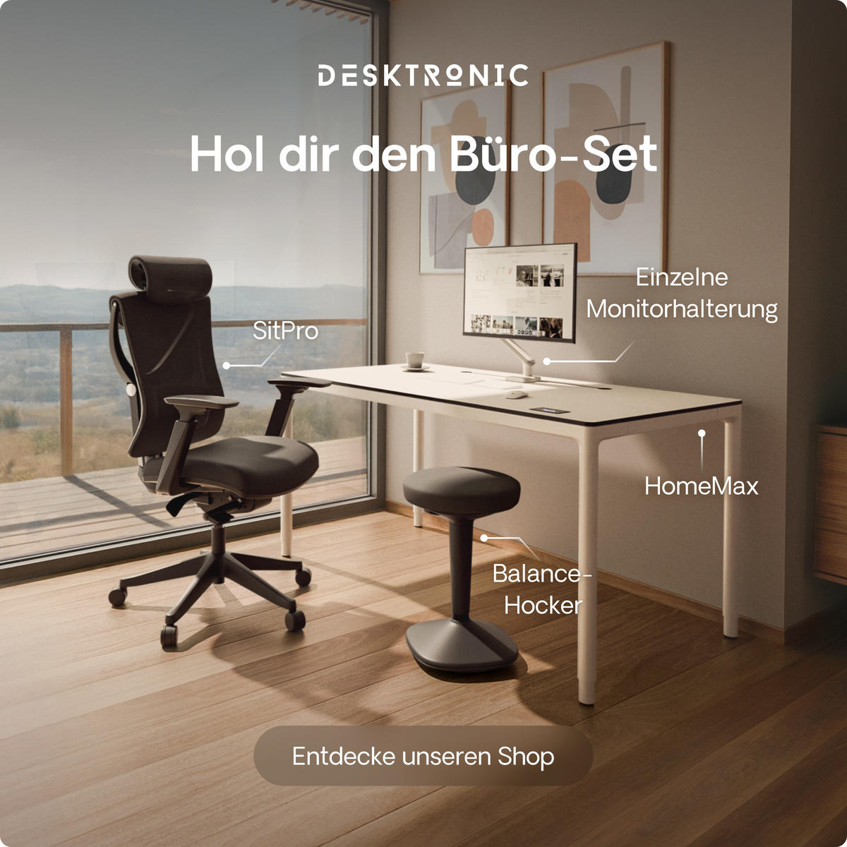ERGONOMISCHER Balancehocker, Schwarz - Schwarz, Kunststoff (37/58/37cm) - Desktronic
