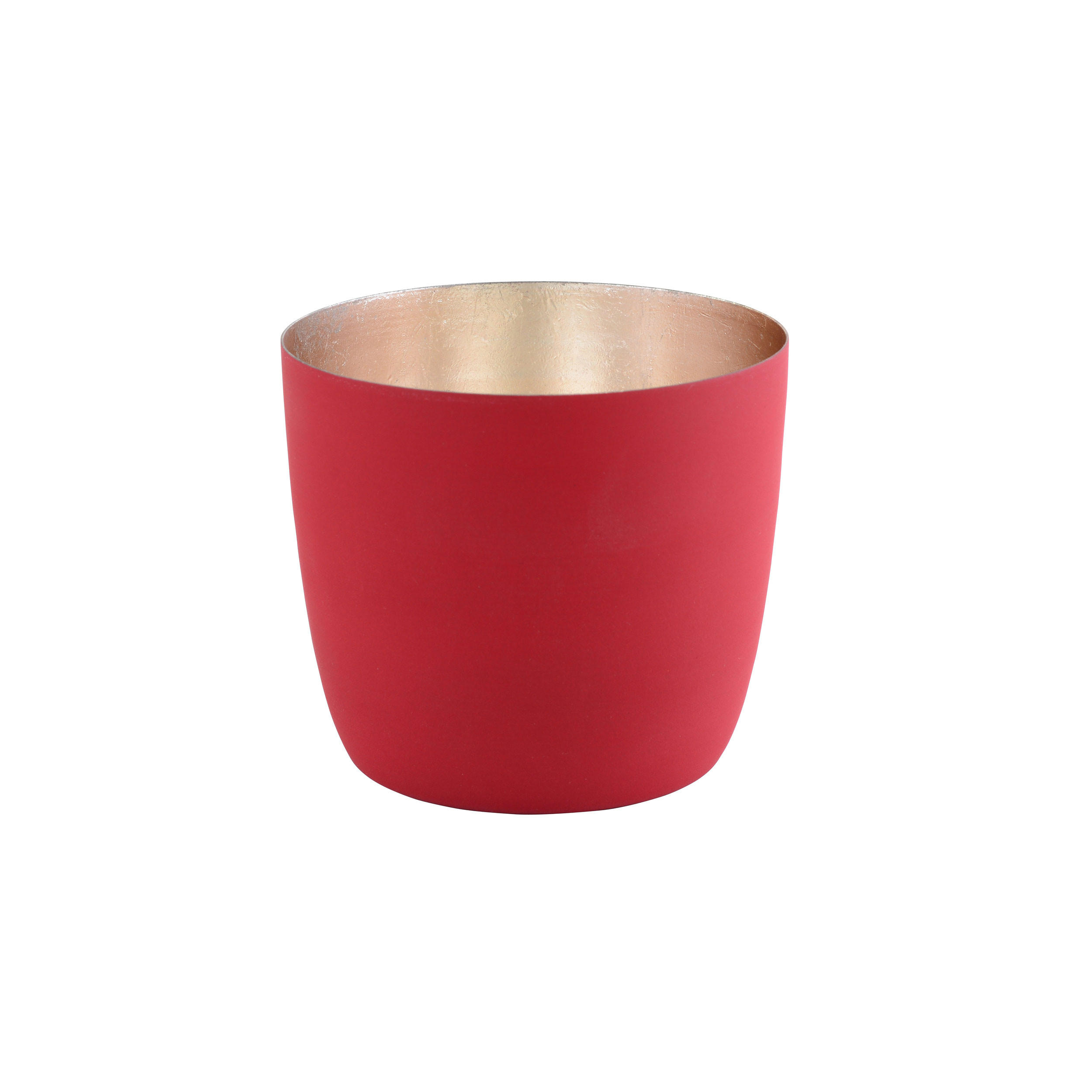 TEELICHTHALTER Madras M, Eisen, Rot Matt / Gold, H 8.5 cm - Rot, Metall (9cm) - Gift Company