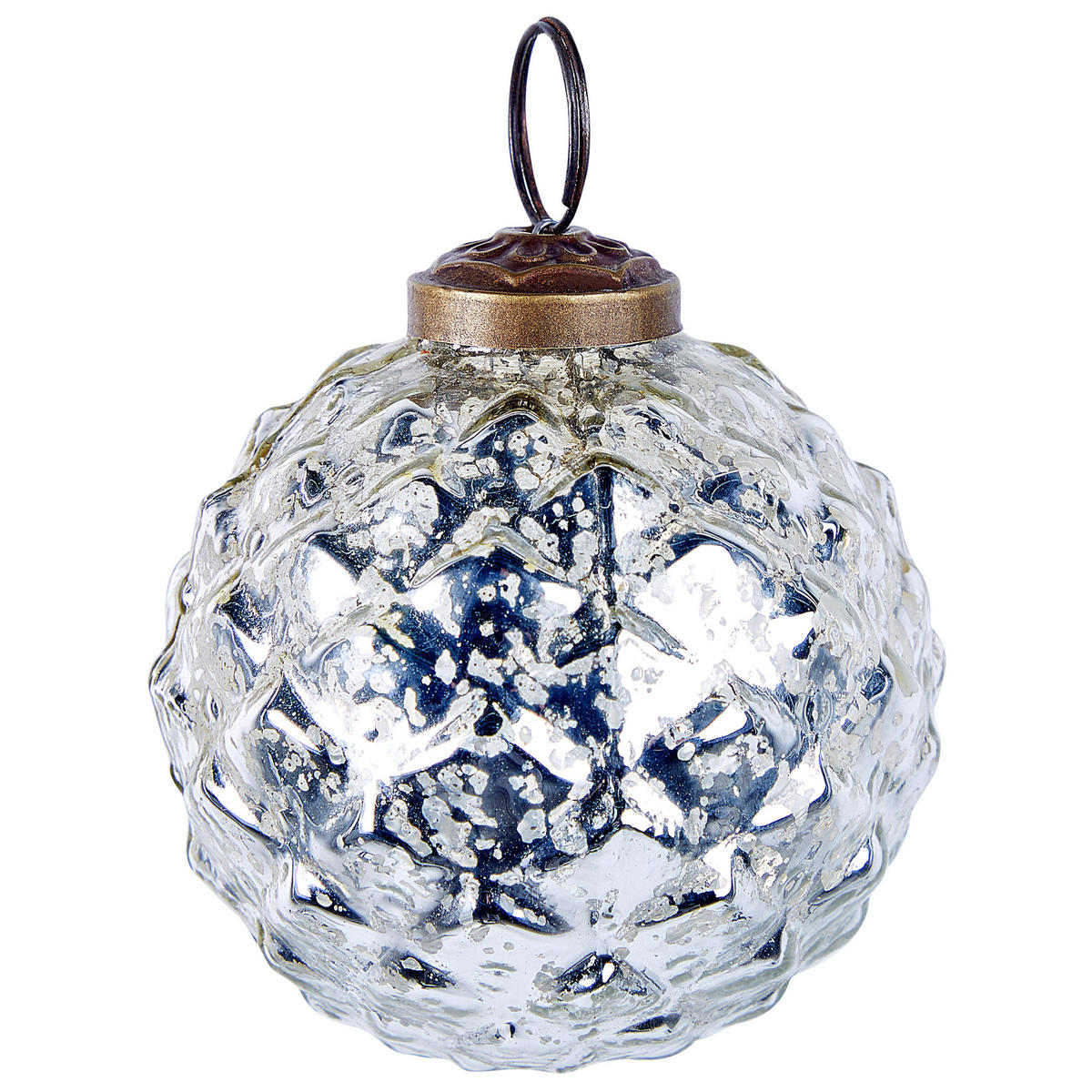 WEIHNACHTSKUGEL 6er Set Glas Silber Argentin - Silberfarben, Glas (10/14/10cm) - Beliani