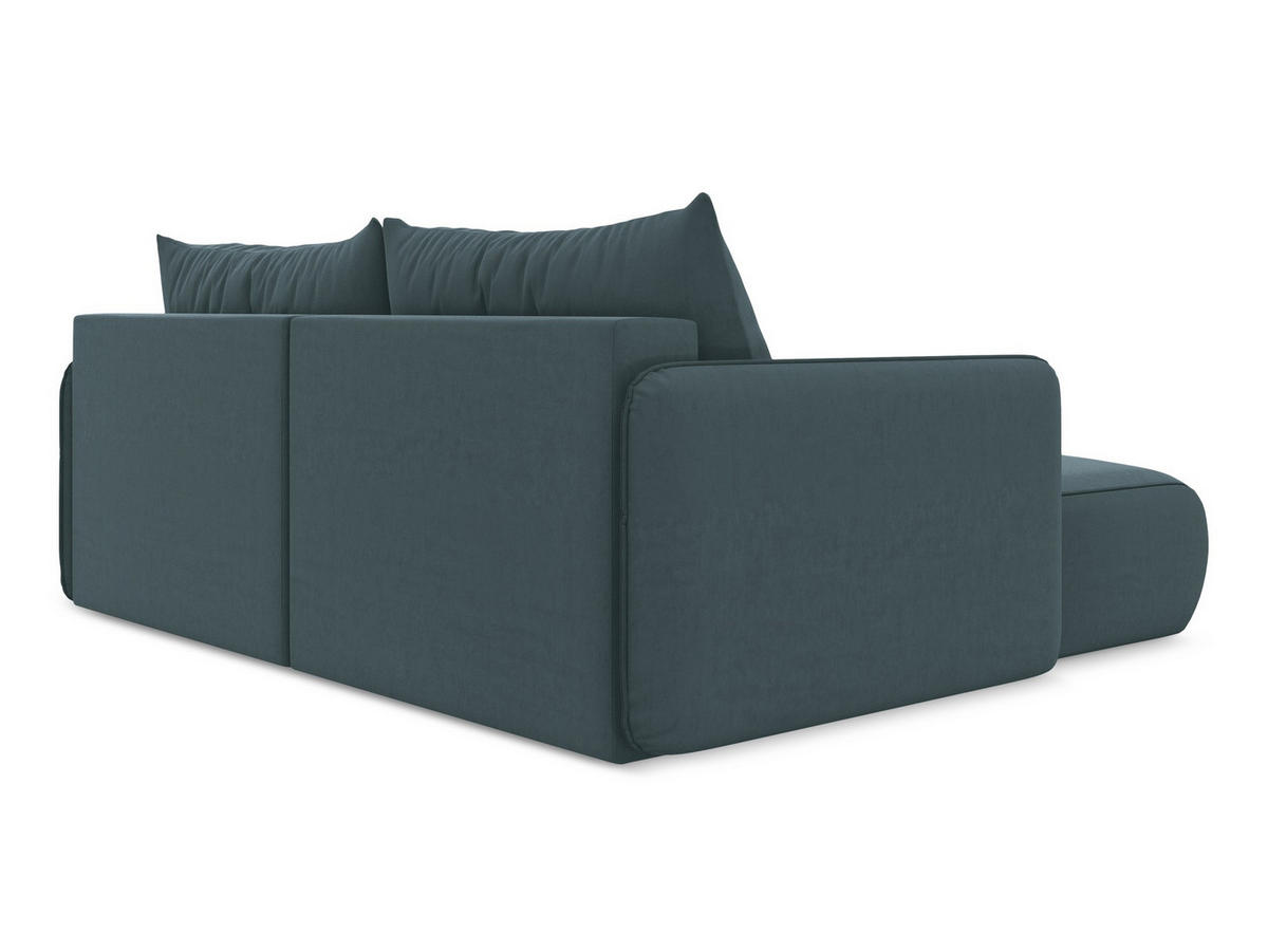 ECKSOFA mit Schlaffunktion Samt Stoff Blau - Blau/Petrol, Kunststoff/Textil (148/207cm) - Makamii