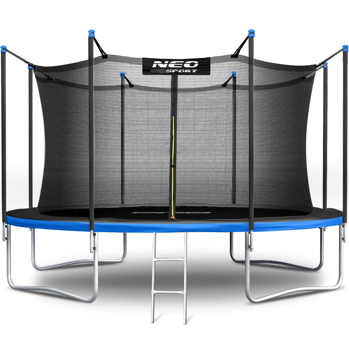 GARTENTRAMPOLIN 13 ft/404 cm mit Innennetz und Leiter - Blau, Metall (404/404cm)