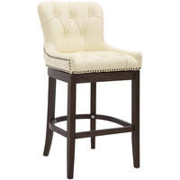 BARHOCKER Lakewood Massivholz 109x55x57 cm Creme - Creme, Leder (55/109/57cm) - furnicato