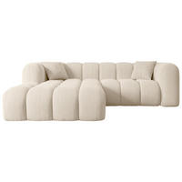 ECKSOFA Ottomane Links OLEA-L1 - 231x173x74 cm Beige Cord - Beige/Schwarz, Holzwerkstoff/Kunststoff (190/242cm) - ALTDECOR