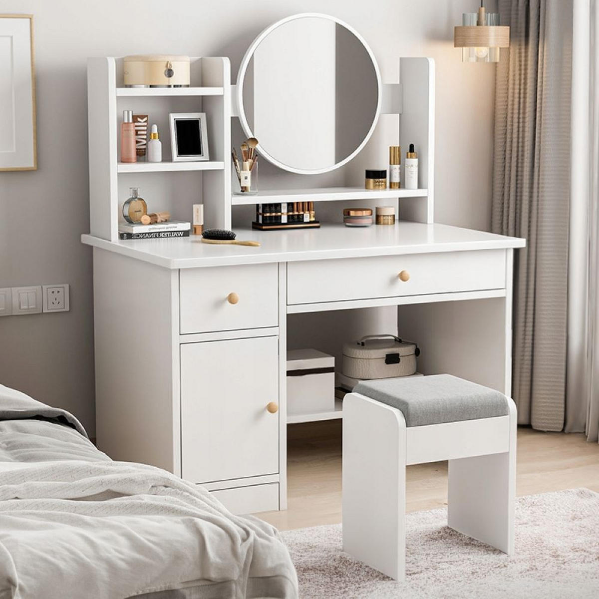 SCHMINKTISCH, weiß 80/34/125 cm - Weiß, Kunststoff (34/125/80cm) - Rebiko