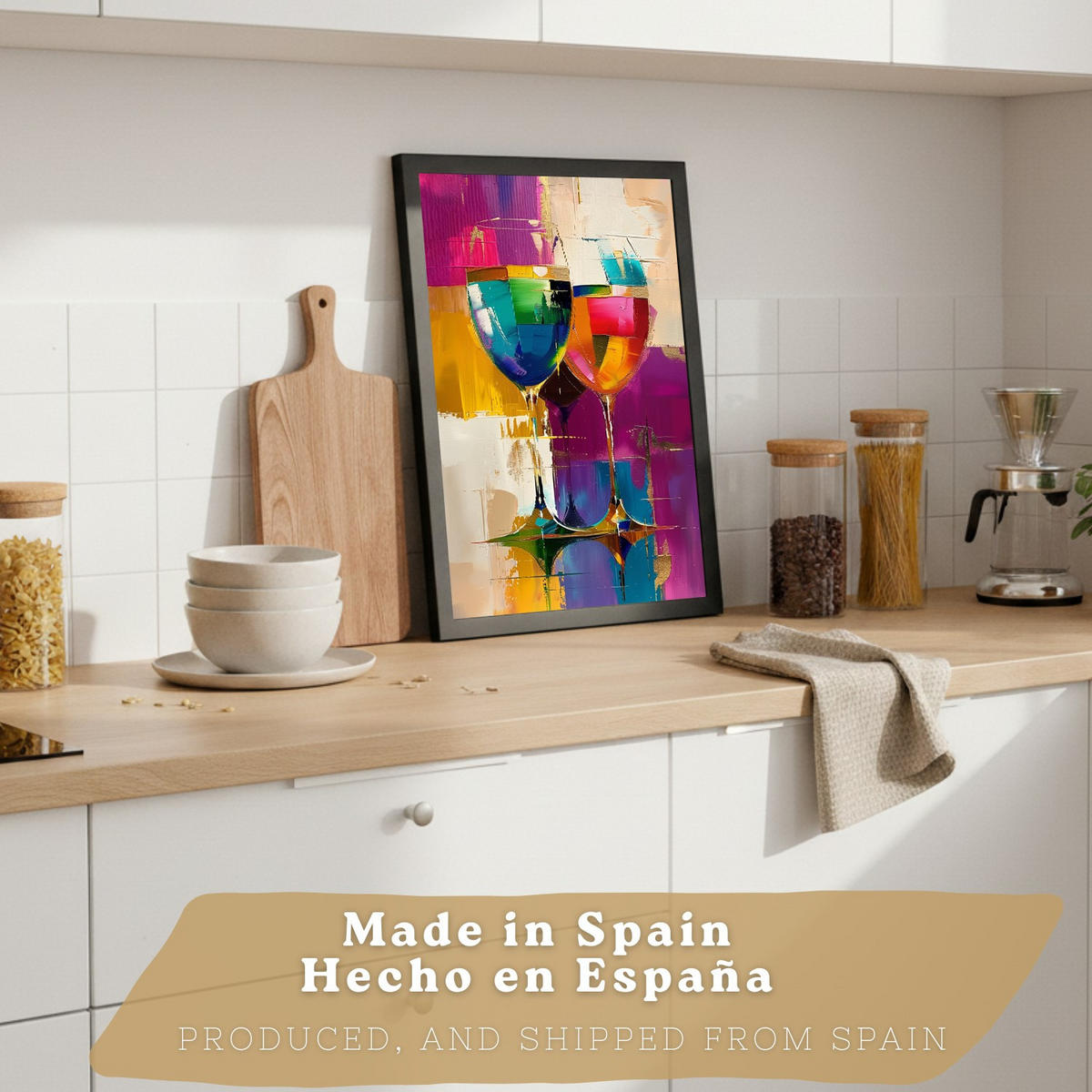 PLAKAT Sada 2 Pop Wine A4 Černý rám - černá, papír (29.7/1/21cm) - Nacnic