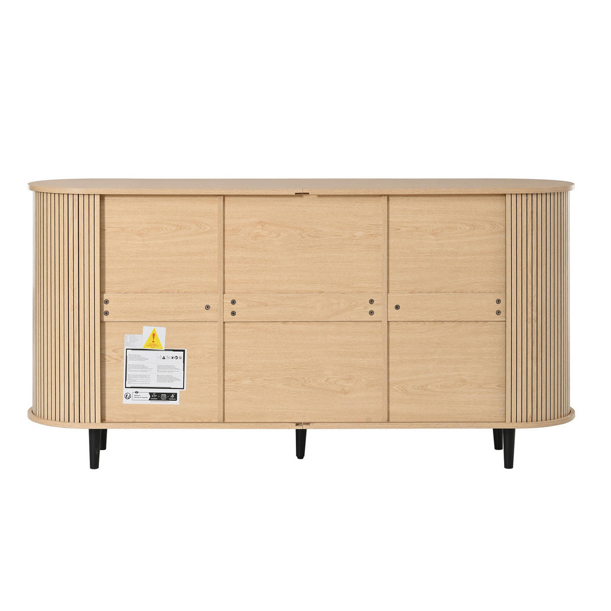 KOMODA 3 Zásuvky Posuvná dvířka Rýhy - přírodní, kompozitní dřevo (160/80.5/40cm) - FLIEKS