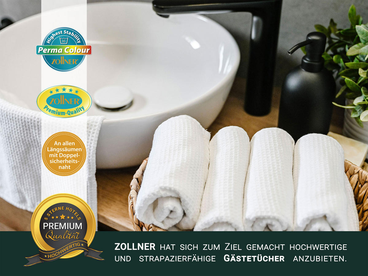 GÄSTETÜCHER, 10er-Set, 30x50 cm, 100% Baumwolle, Weiß - Weiß, Textil (30/50cm) - Zollner