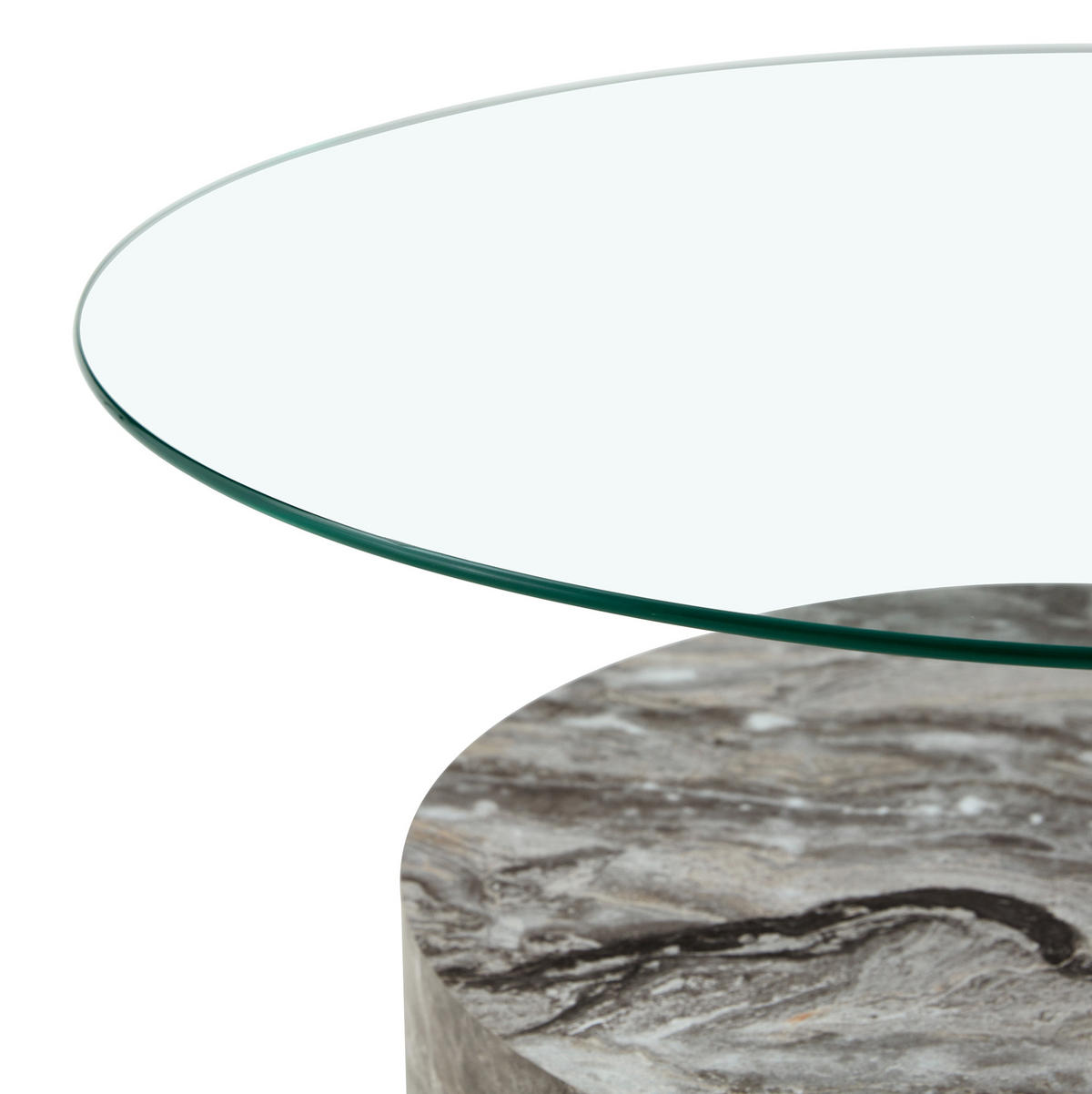 COUCHTISCH aus Sicherheitsglas und MDF 70x70x44 in Grau/Transparent mit 2 Ebenen in Marmoroptik - Grau, Glas (70/70/44cm) - IVMEU