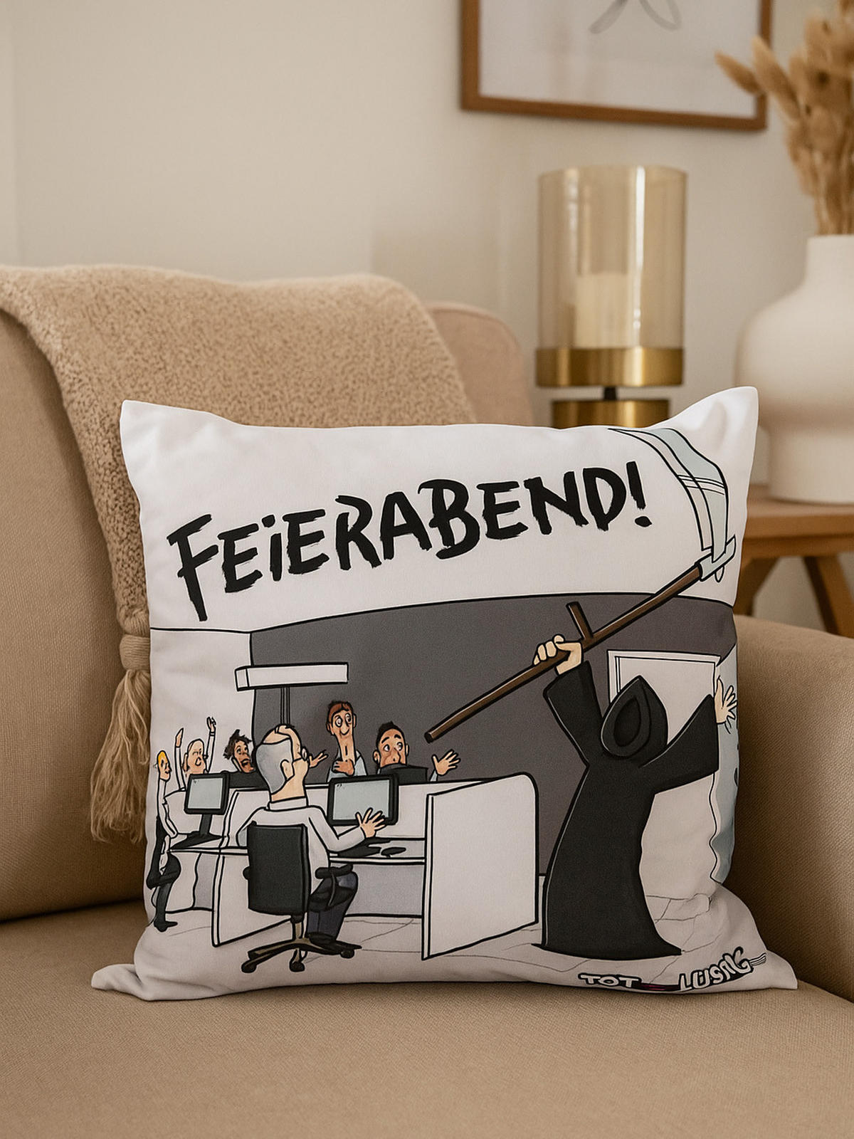 ZIERKISSEN Tod aber Lustig Grau 40 x 40 cm - Grau, Textil (40/40cm) - United Labels