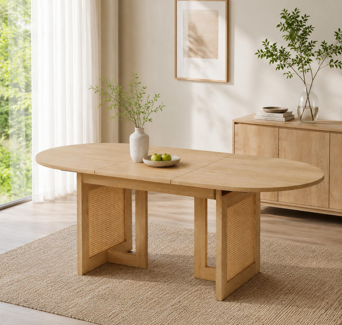 AUSZIEHTISCH 150/200x90cm Rattanbeine Eiche - Eichefarben, Holzwerkstoff (90/200/75cm) - FLIEKS