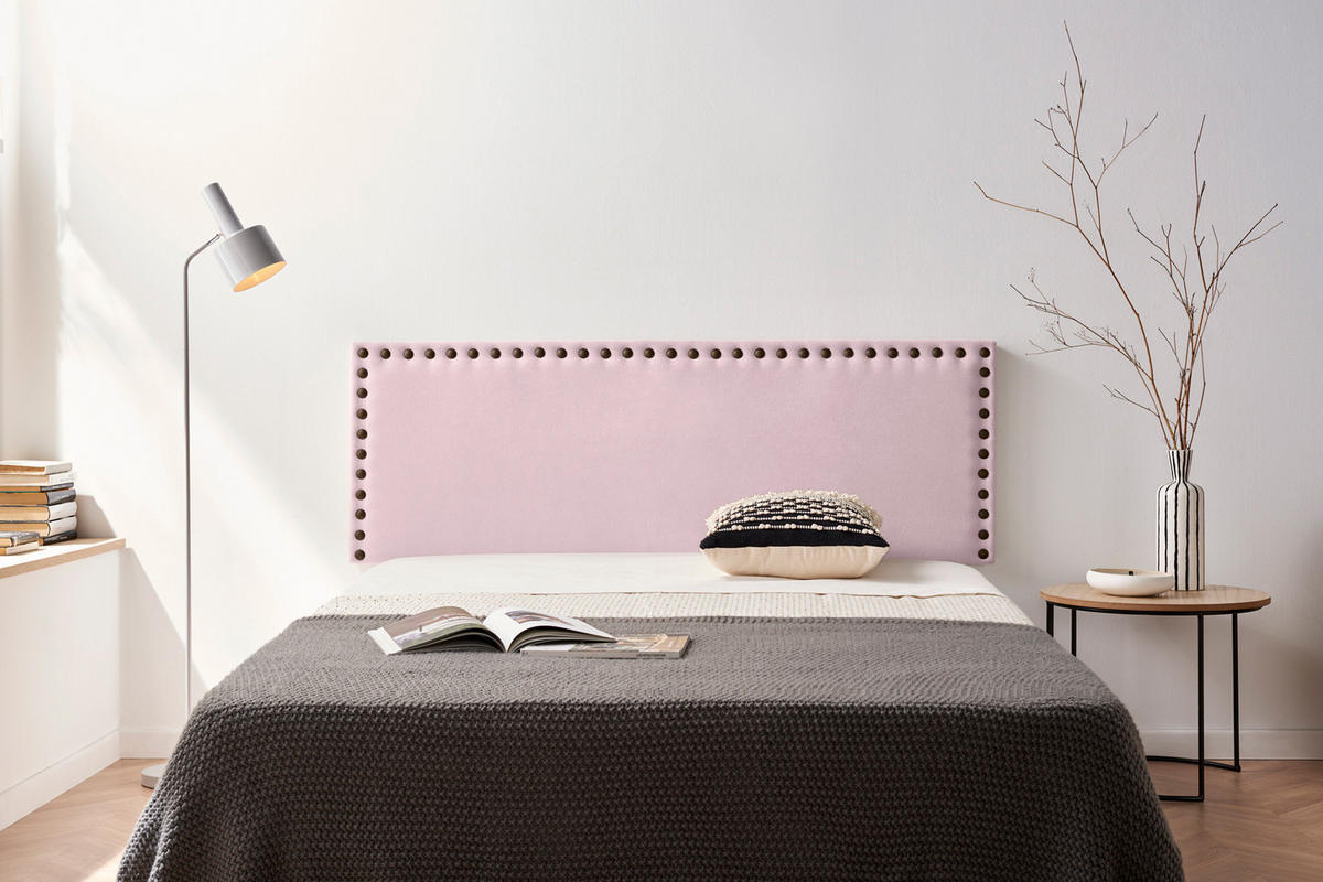 Kopfteil gepolstert MODENA Aqualine 160x55x8 cm - Hellrosa - Moonia - Hellrosa, Holz (160/8/55cm)