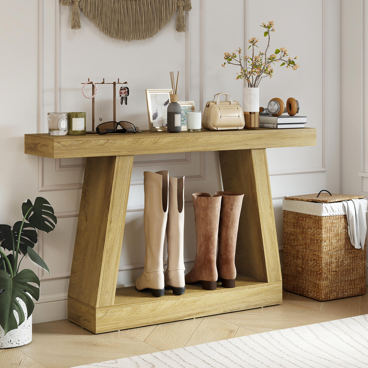 KONSOLENTISCH Eiche MDF 1 Stück - Beige, Kunststoff (140/30/83cm) - GiPP