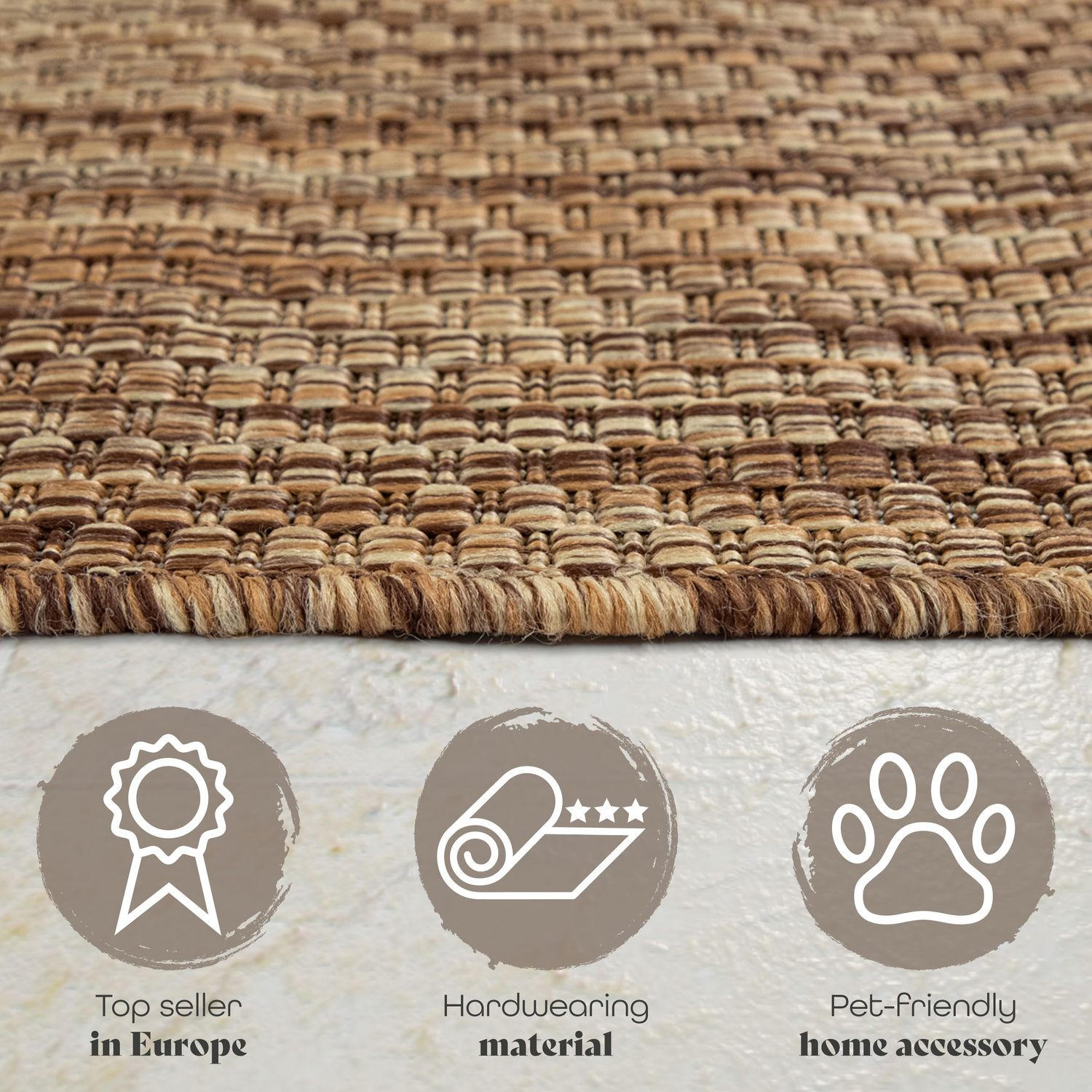 TT Home Outdoorteppich Dunkelbraun 80x80 cm