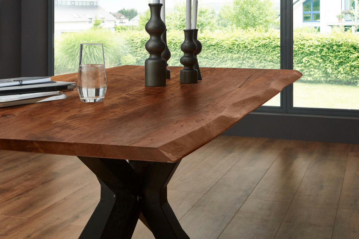 ESSTISCH SPYRO - Schwarz/Braun, Holz/Metall (80/120/76cm) - SAM