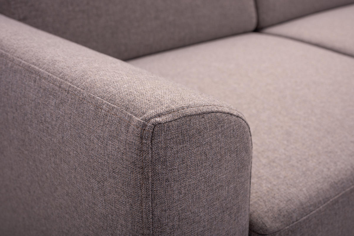 ECKSOFA SAPORE Beige Geflochtener Stoff mit Schlaffunktion - Beige, Holz (235/170cm) - MASSENO