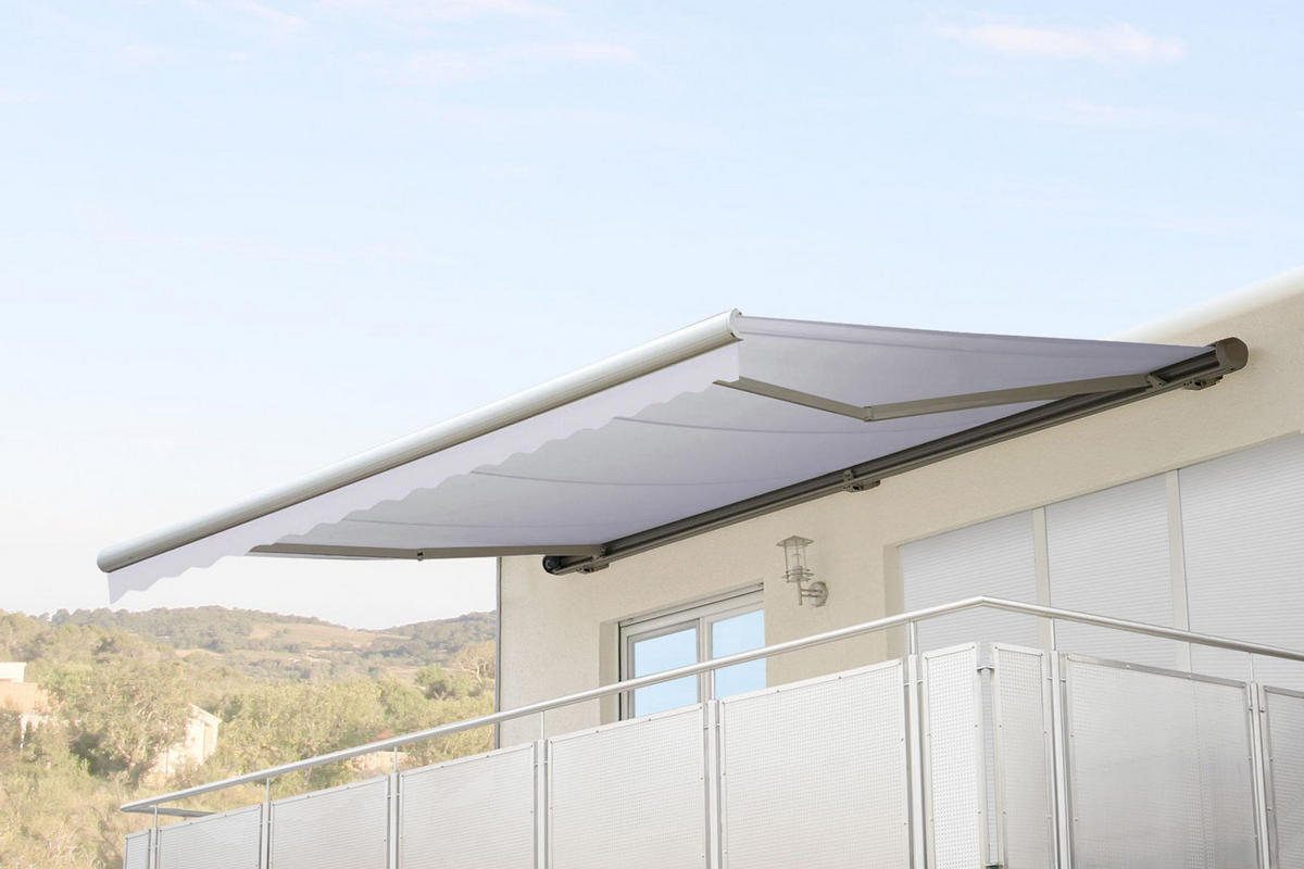 KASSETTEN-MARKISE MIT VOLANT Cremeweiß - Weiß, Textil (450/23/300cm) - MCW