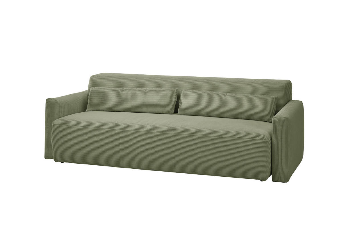 SCHLAFSOFA NEO Grün Cord - Schwarz/Grün, Kunststoff/Textil (233/75/108cm) - KAWOLA