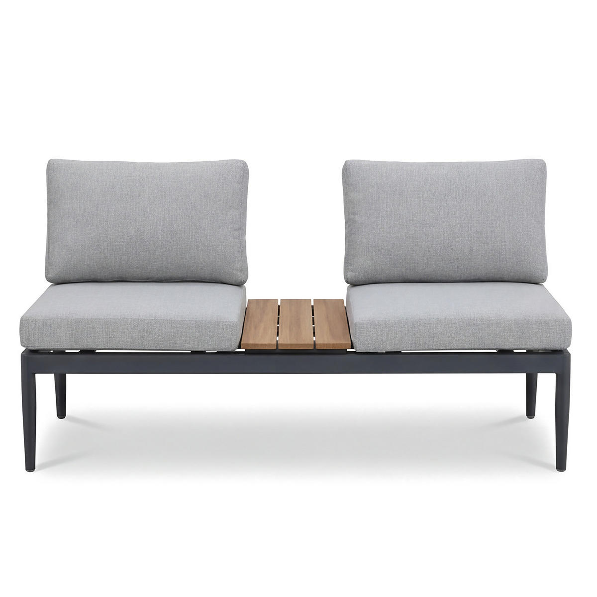 LOUNGEGRUPPE - 4-teilig - Stahl / Webstoff - Anthrazit / Grau - Grau, Kunststoff/Textil - home24