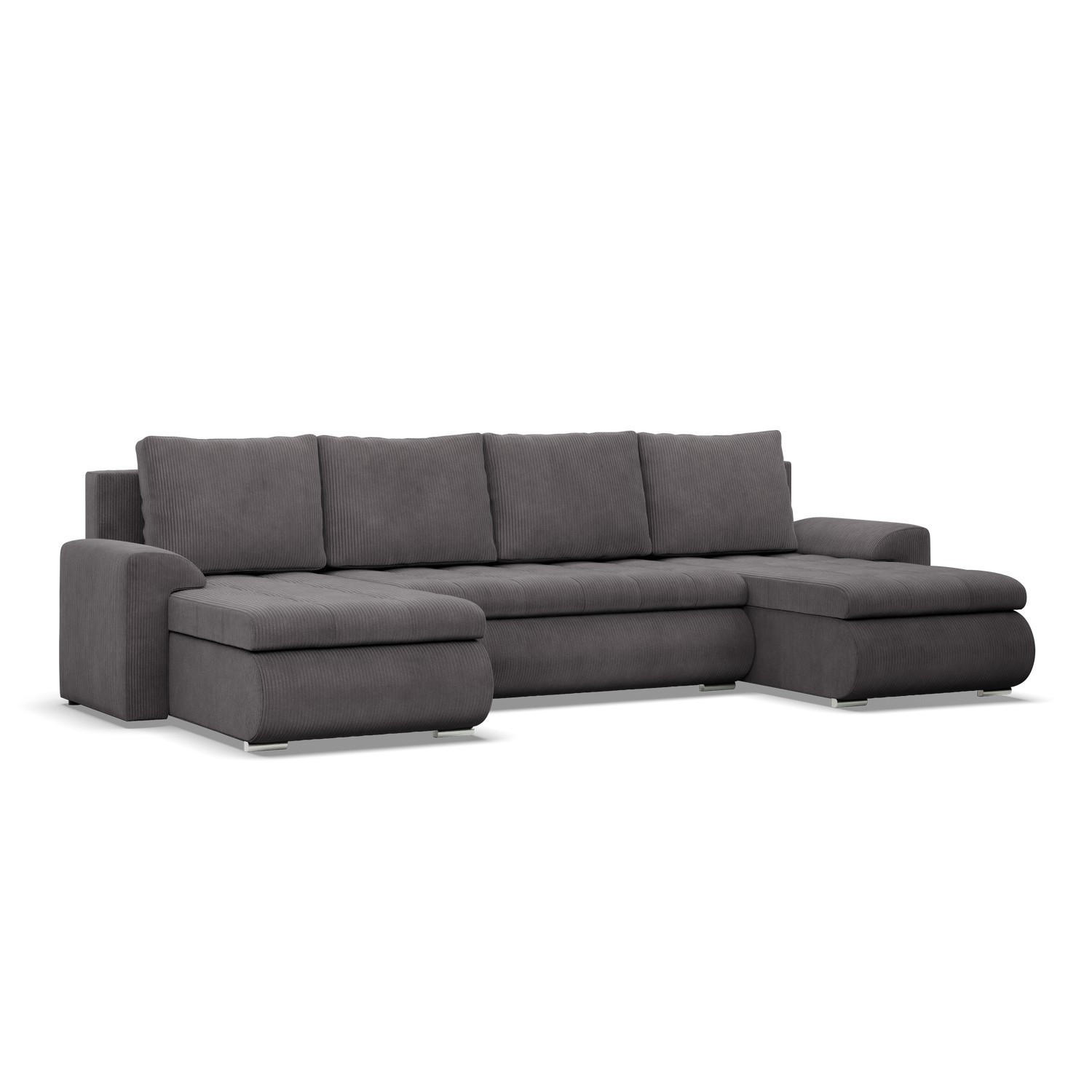 U-SOFA MIT SCHLAFFUNKTION FORESTA, Cord - Dunkelgrau - Dunkelgrau, Textil (302/89/159cm)