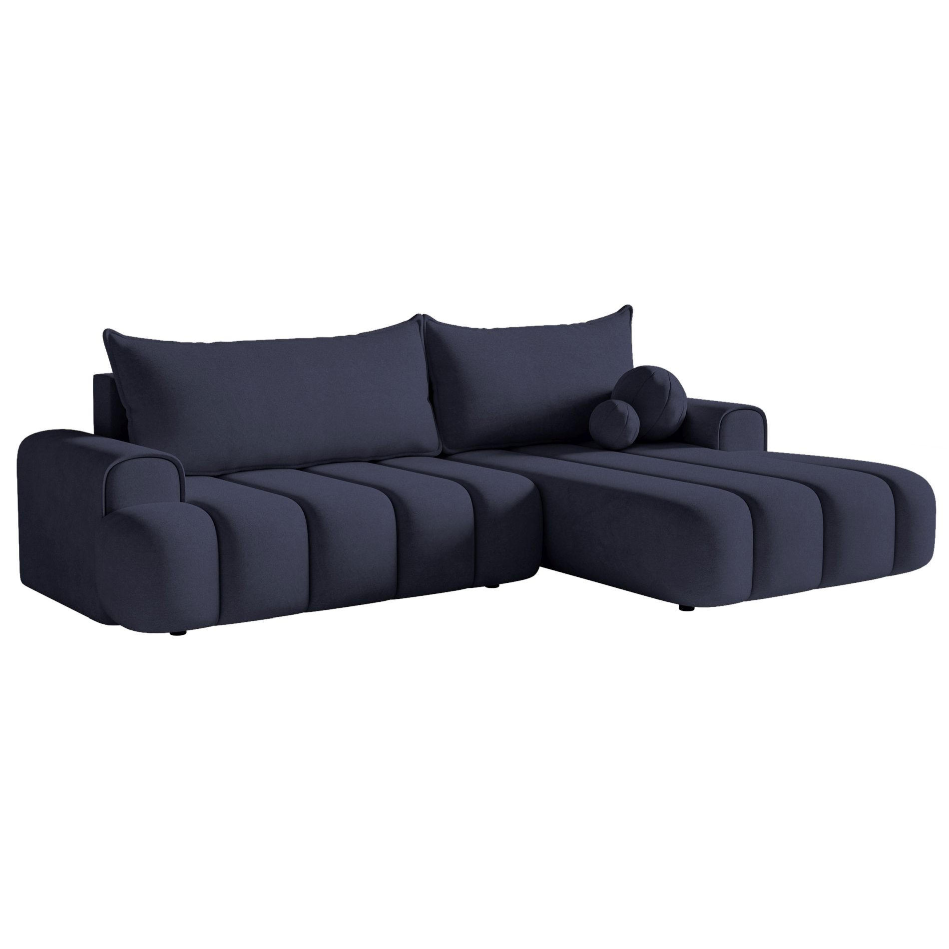 ECKSOFA Dandelino Marineblau mit Samtbezug, rechts - Schwarz/Dunkelblau, Kunststoff/Textil (168/275cm) - Selsey