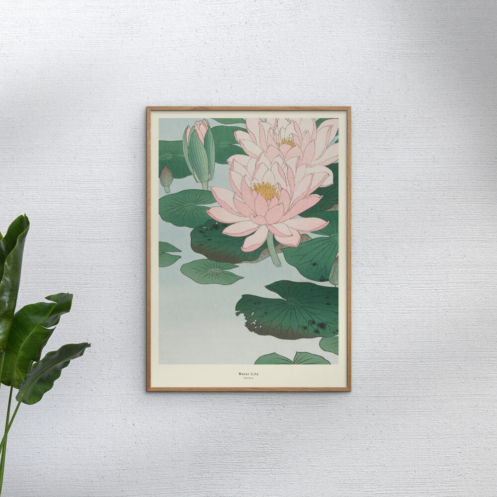 POSTER mit Rahmen A.P. Atelier - Water Lily - Eichefarben/Grün, Holz/Papier (70/100cm) - Poster&Frame