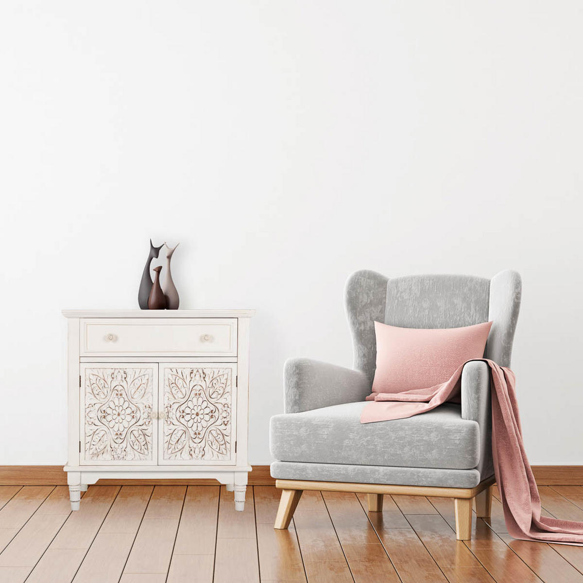SIDEBOARD aus Holz 73x37x78 cm - Weiß, Holz (73/78/36.5cm) - Wanderlust