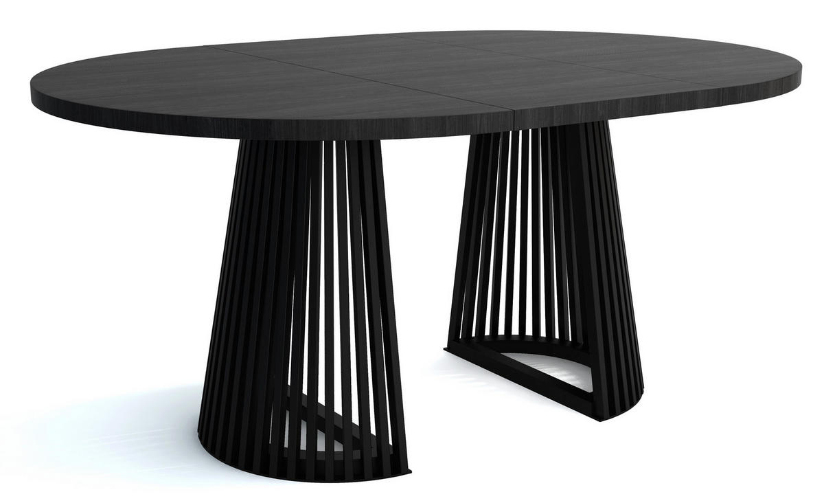 TISCH Schwarz DUSTO Ausziehbar Mit Lamellen 120/220 cm - Schwarz, Holzwerkstoff (120/120/77cm) - Sepro Meble