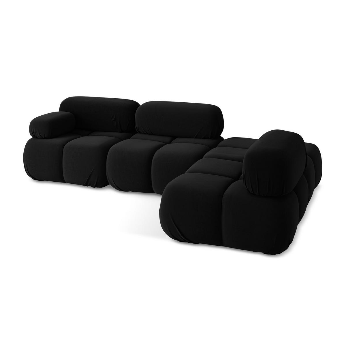 ECKSOFA Rechts Samt Stoff Schwarz - Schwarz/Orange, Kunststoff/Textil (285/190cm) - LaMiaSofa