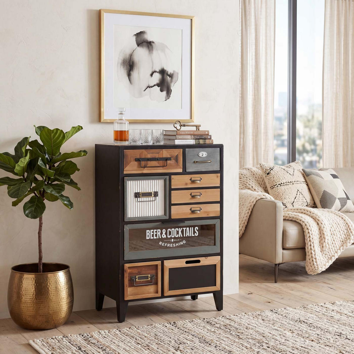 APOTHEKERKOMMODE Multicolor - Multicolor, Holz (58/95/32cm) - MCW