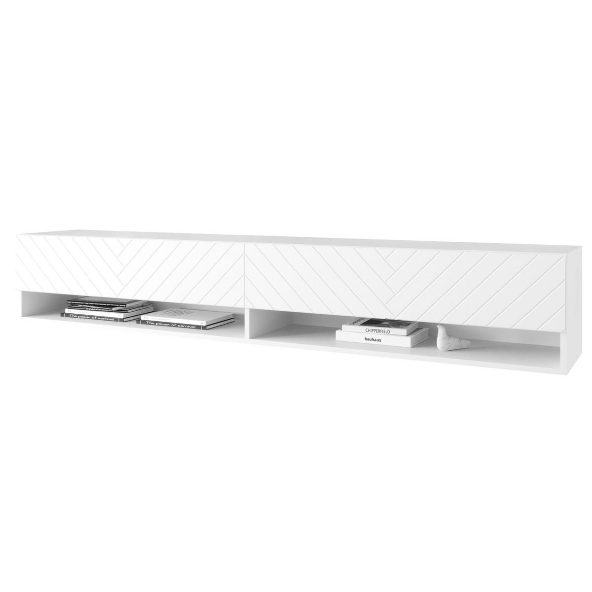 TV-MÖBEL Wander Weiß mit Fischgrätmuster 180 cm - Weiß, Holzwerkstoff (180/30/31cm) - Selsey