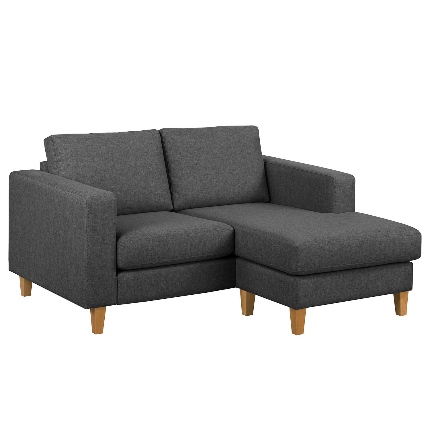 ECKSOFA - Dunkelgrau, Holz/Buchenholz (154/140cm) - home24
