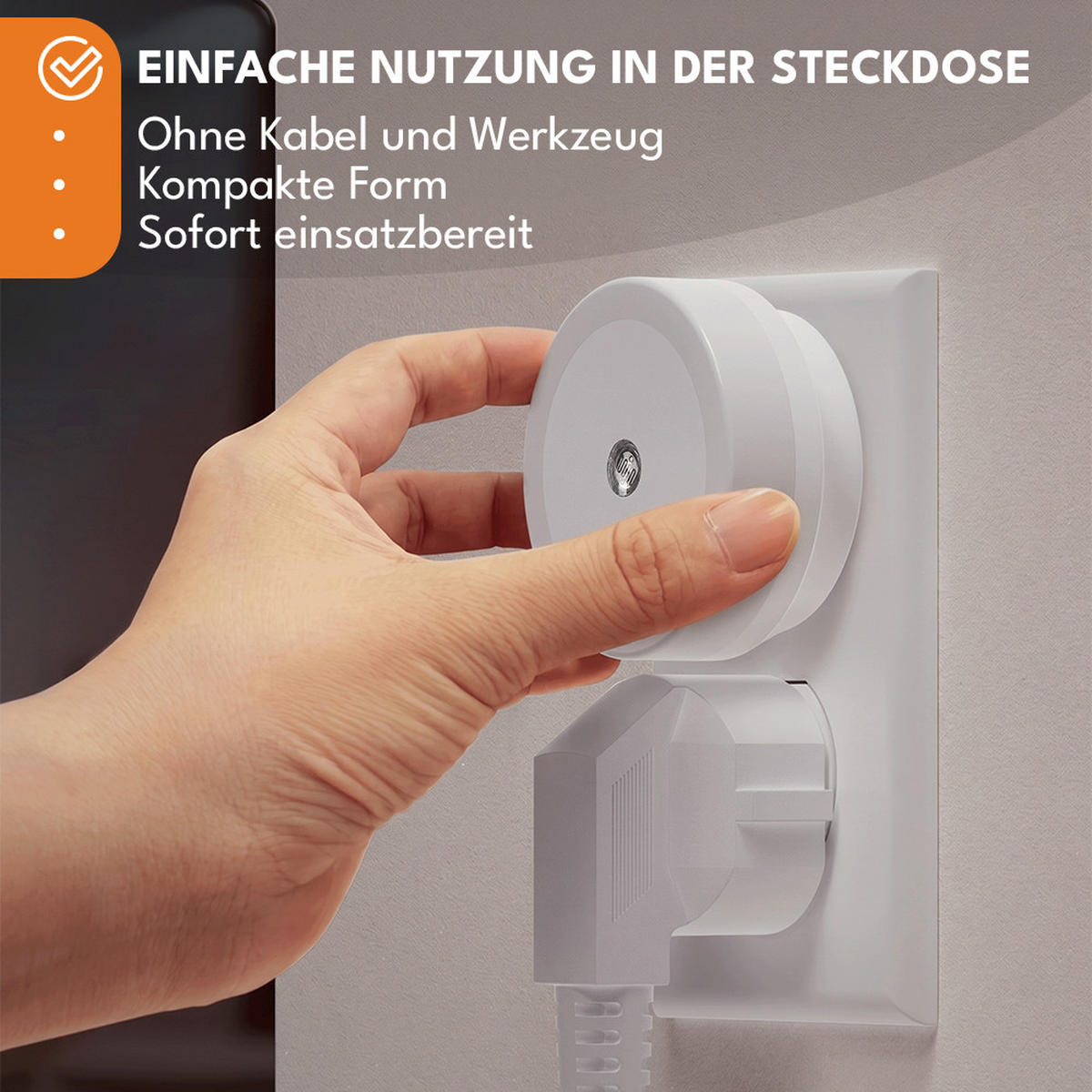 NACHTLICHT LED, Steckdose mit Bewegungssensor - Weiß, Kunststoff (8/2/8cm) - KRUMAD
