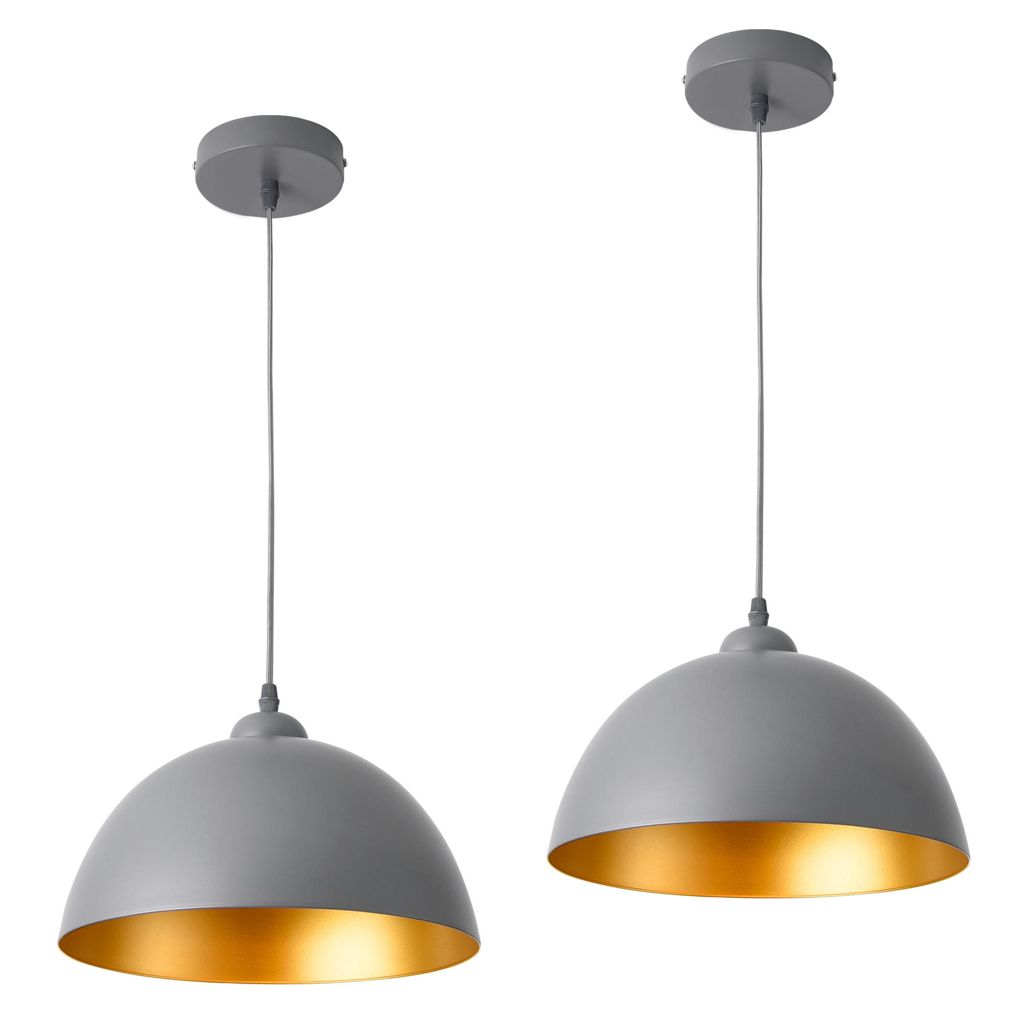 HÄNGELEUCHTE Toulon SET 2 -teilig - Grau, Metall (12/12/145cm) - lux.pro