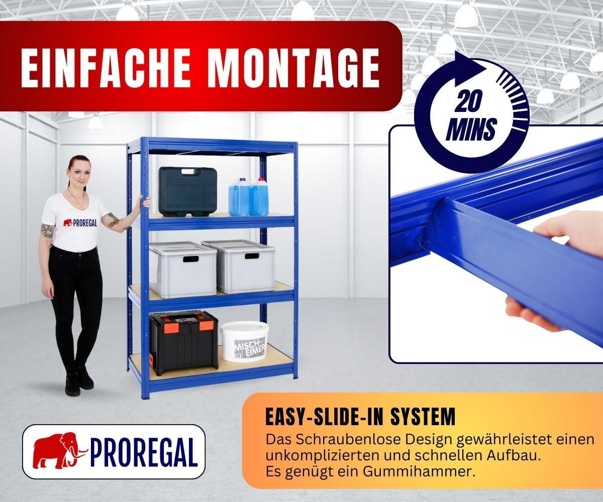SCHWERLASTREGAL Dino 180x120x60 cm Fachlast 600 kg Blau - Blau, Metall (120/180/60cm) - PROREGAL