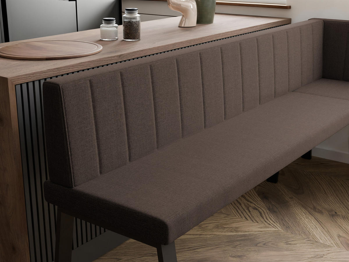 ECKBANK rechts MONO Y Webstoff gesteppt, 168/128 cm Braun - Braun, Textil/Metall (128/168cm) - Idohome