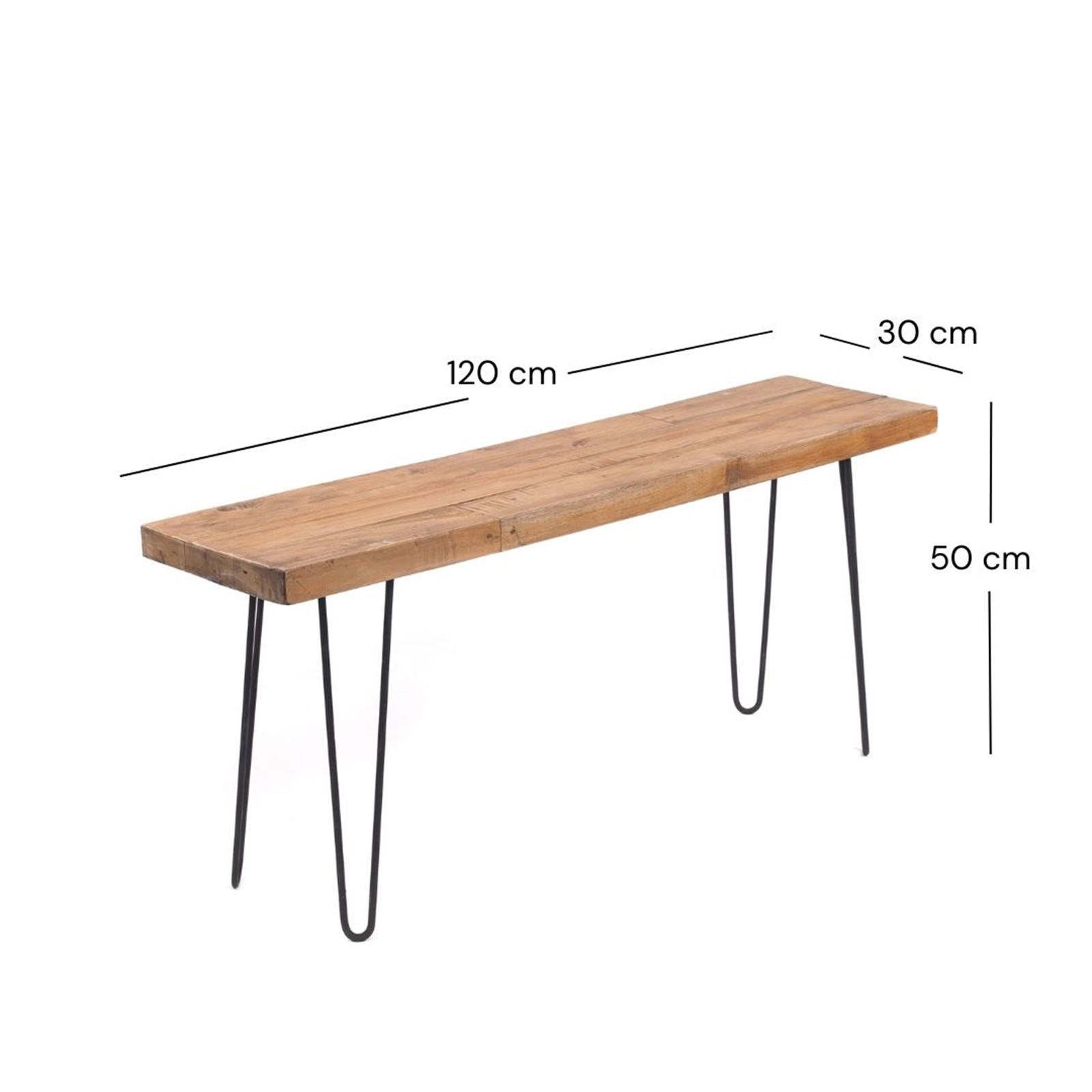 SITZBANK BOHLE Mahagoni Holz mit Metallgestell naturfarben - Naturfarben, Holz (120/50/30cm) - DESIGN DELIGHTS