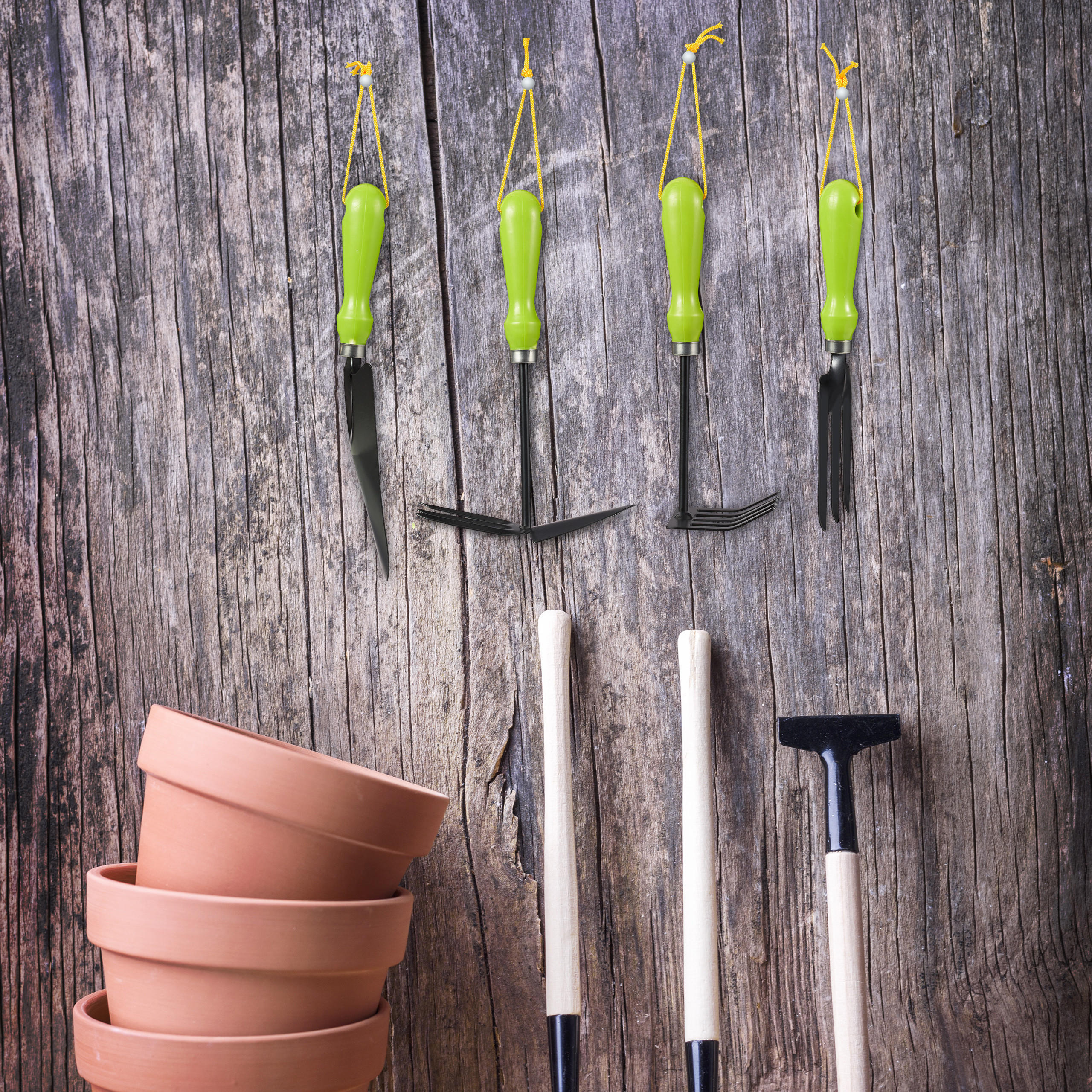 GARTENWERKZEUG 4tlg. - Multicolor, Kunststoff/Metall (8/27.5/3.5cm) - Relaxdays