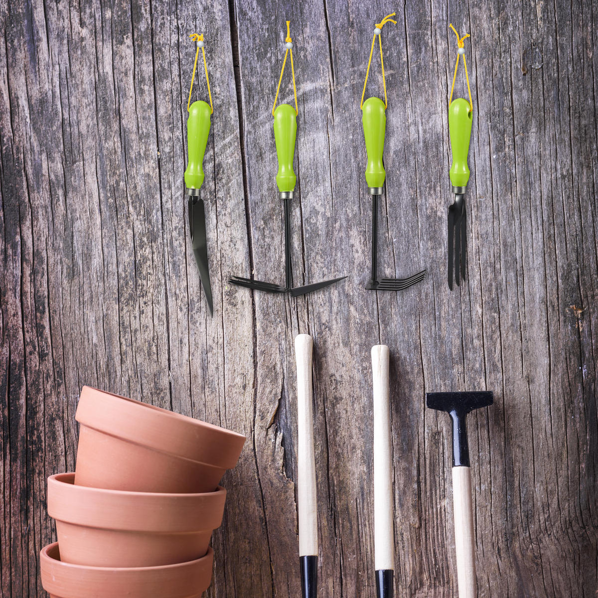 GARTENWERKZEUG 4tlg. - Multicolor, Kunststoff/Metall (8/27.5/3.5cm) - Relaxdays