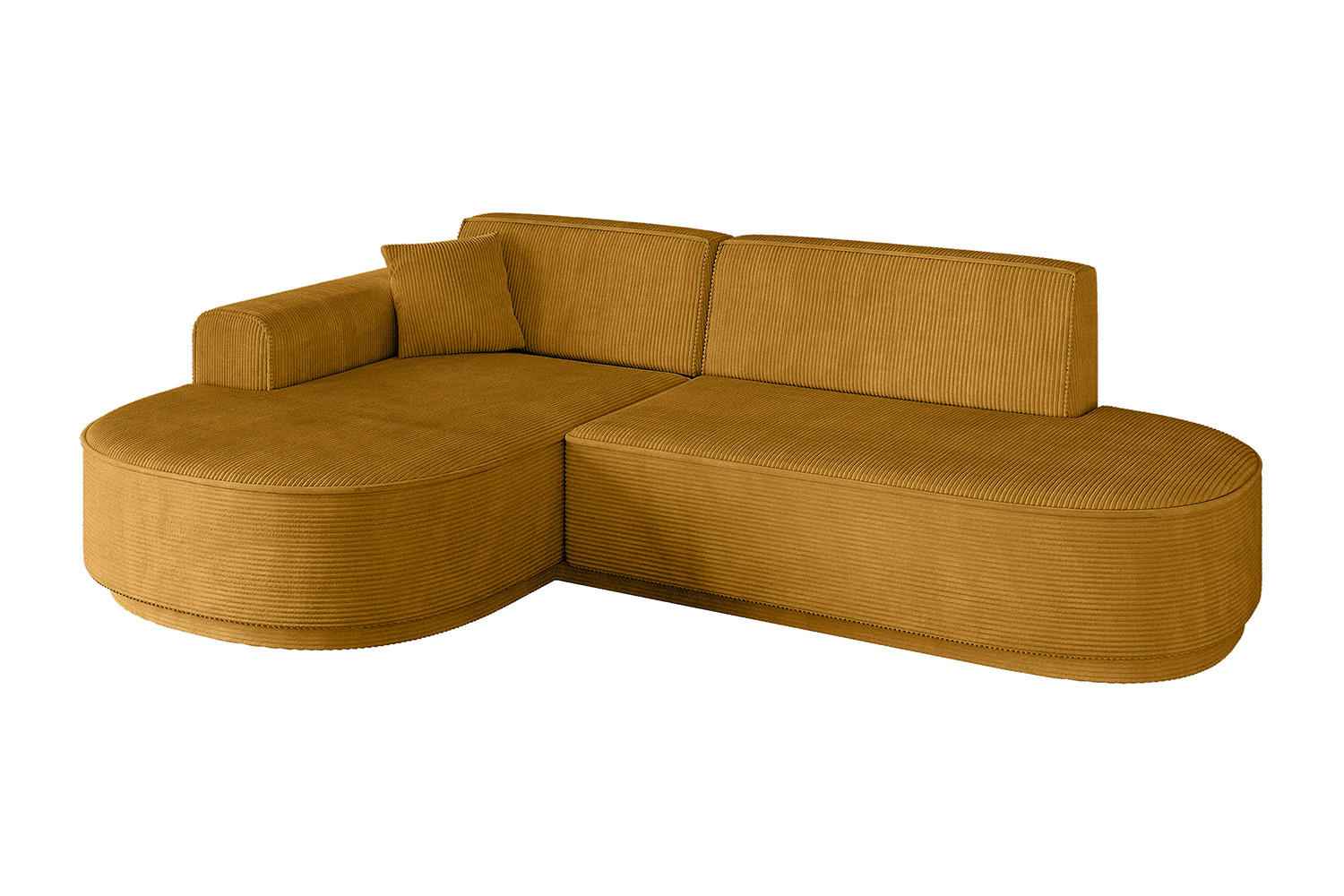 ECKSOFA Ottomane Links MARI-L1 - 232x163x81 cm Senfgelb Cord - Gelb/Schwarz, Holzwerkstoff/Kunststoff (163/234cm) - ALTDECOR