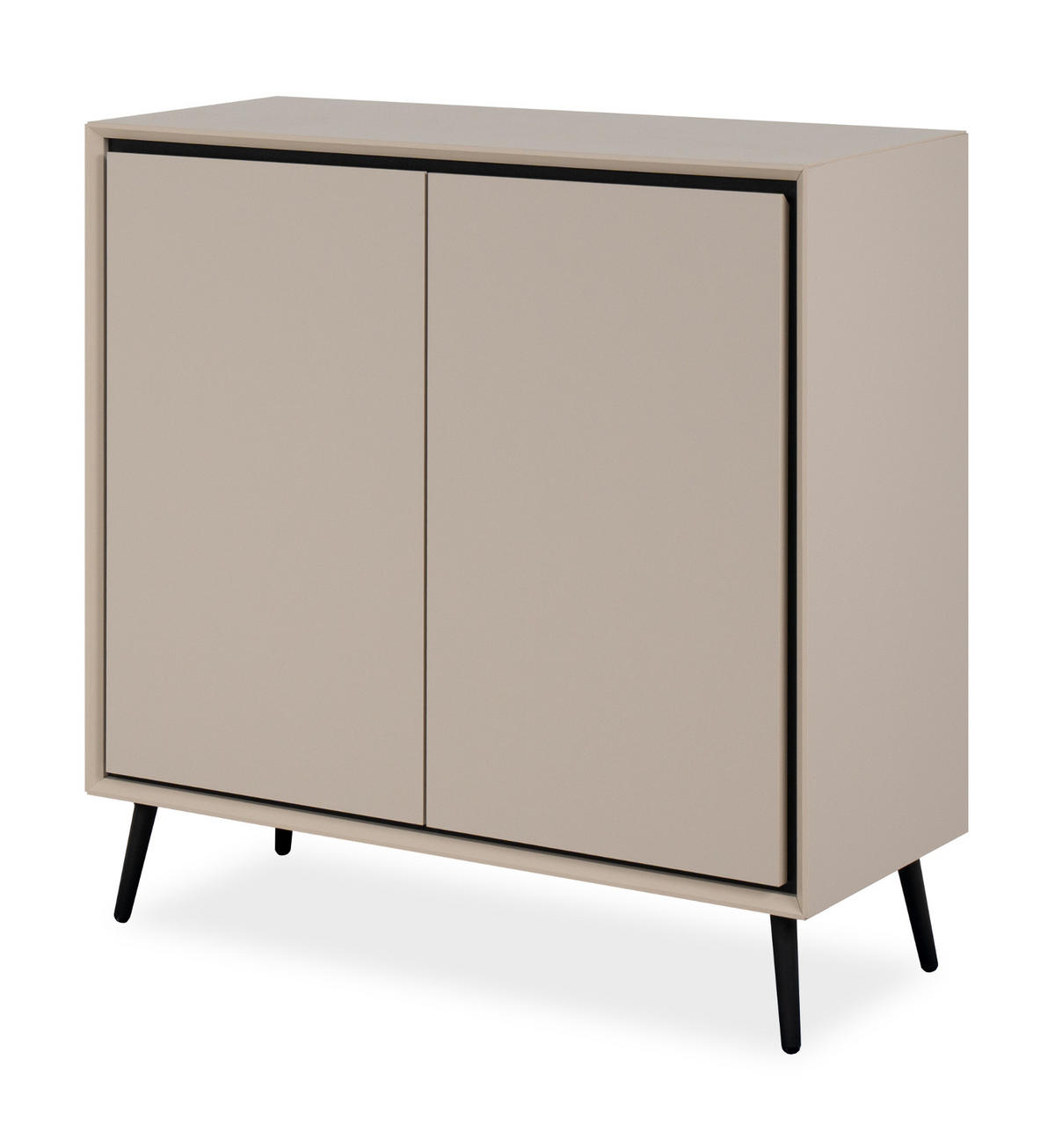 KOMMODE sand, schwarz 90 cm, Sideboard mit Soft-Close - Sandfarben/Schwarz, Holzwerkstoff/Kunststoff (90/90/38cm) - Furn.Design